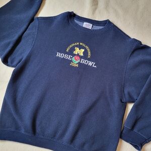 Vintage Sweatshirt 2004 Rose Bowl Michigan Wolverine Navy Blue Long-sleeved